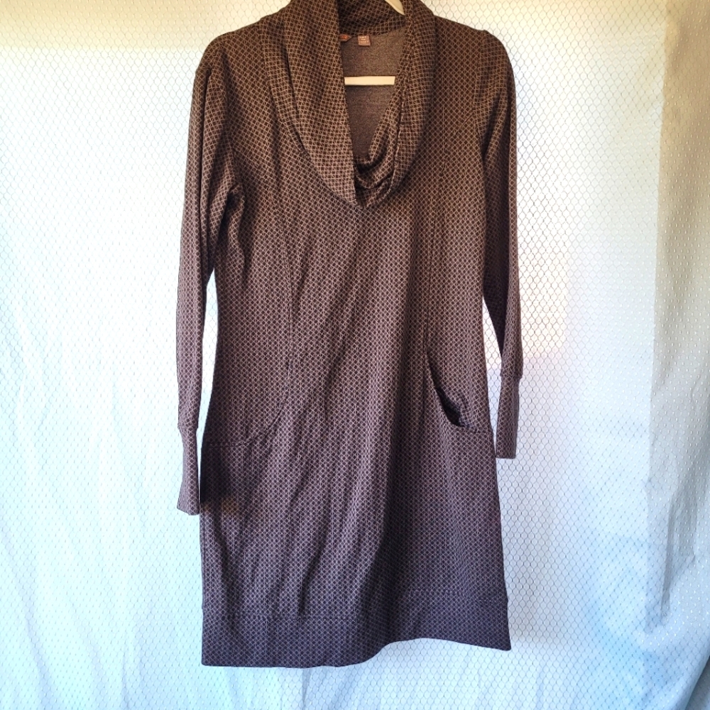 Merrell Grey combo Cowl Neck Dress Sz M